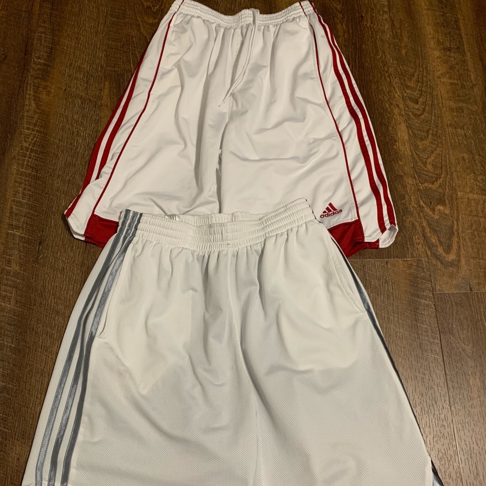 NEW Adidas Med Basketball Shorts White Red Silver
